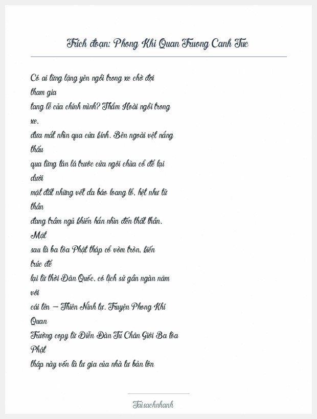 Trích đoạn Phong Khi Quan Truong Canh Tuc