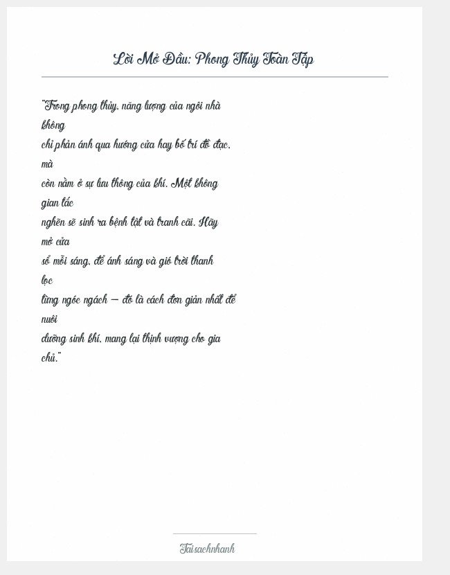 Trích đoạn Phong Thủy Toàn Tập