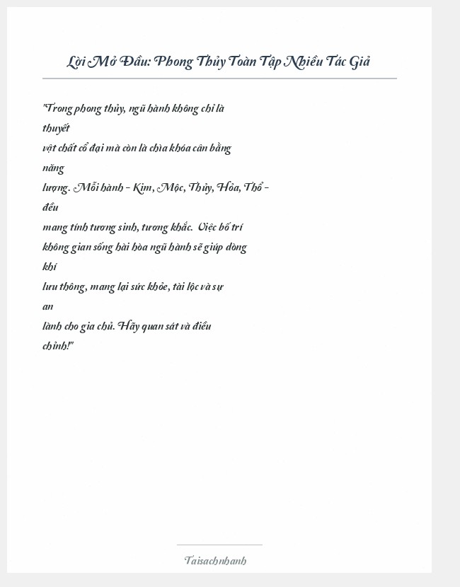 Trích đoạn Phong Thủy Toàn Tập Nhiều Tác Giả
