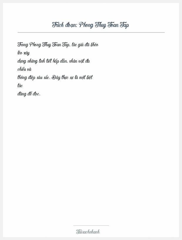 Trích đoạn Phong Thuy Toan Tap