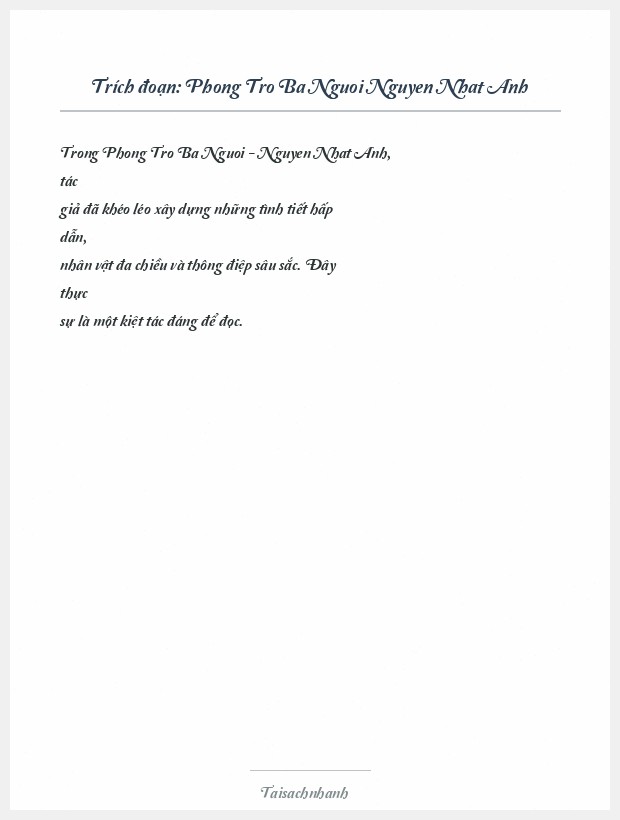 Trích đoạn Phong Tro Ba Nguoi Nguyen Nhat Anh