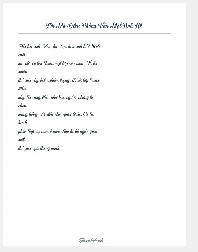 Trích đoạn Phỏng Vấn Một Anh Hề