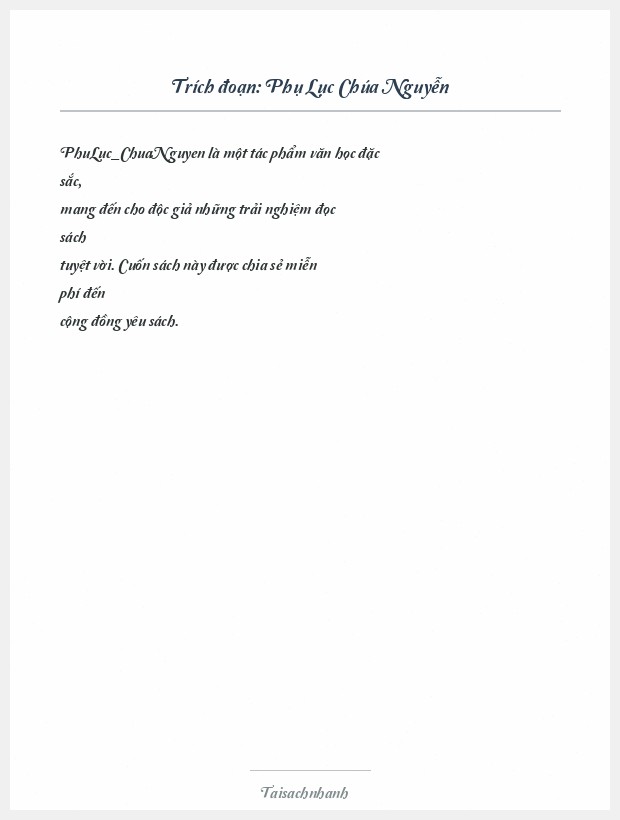Trích đoạn Phụ Lục Chúa Nguyễn