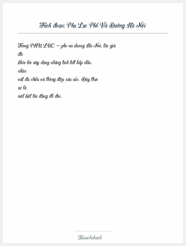 Trích đoạn Phụ Lục Phố Và Đường Hà Nội