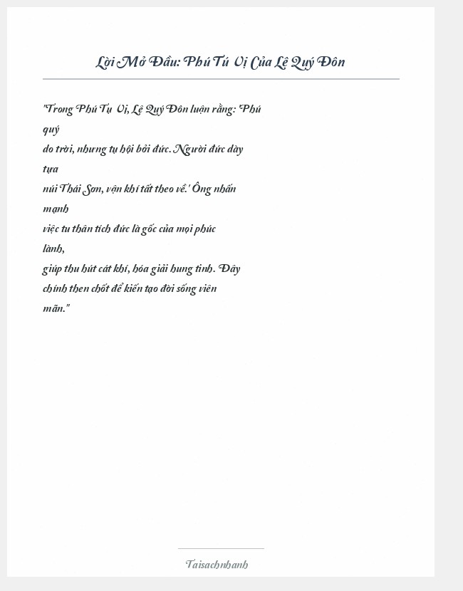 Trích đoạn Phú Tú Vị Của Lê Quý Đôn