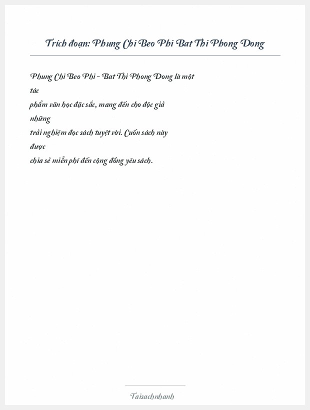 Trích đoạn Phung Chi Beo Phi Bat Thi Phong Dong