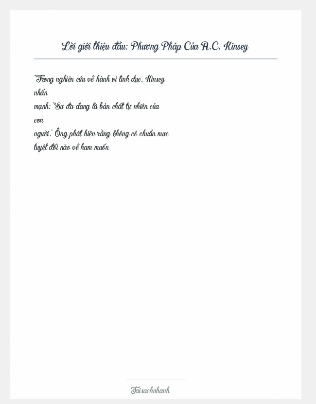 Trích đoạn Phương Pháp Của A.C. Kinsey