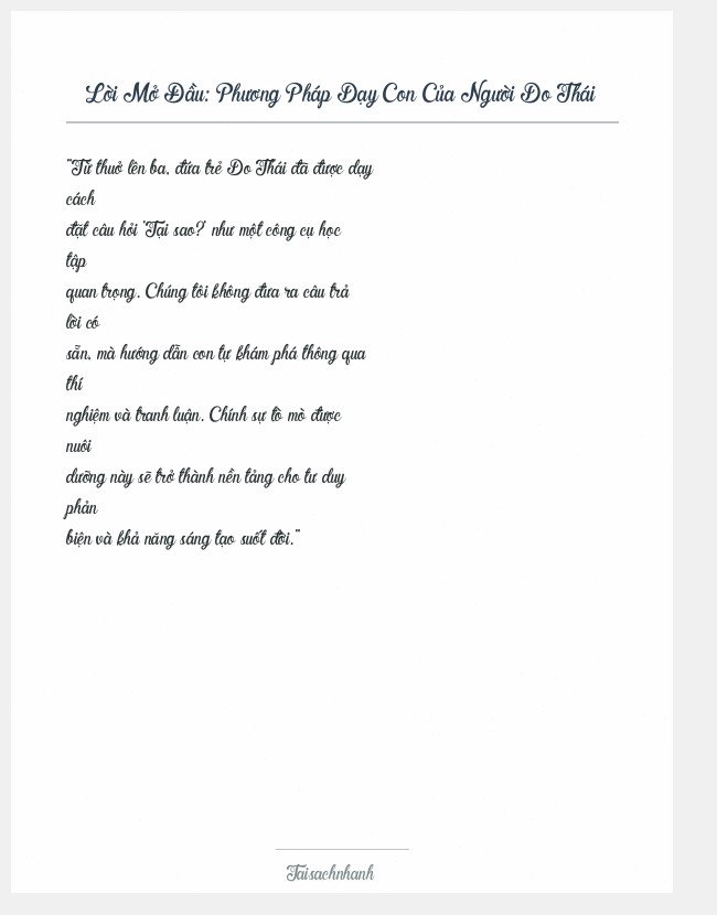 Trích đoạn Phương Pháp Dạy Con Của Người Do Thái