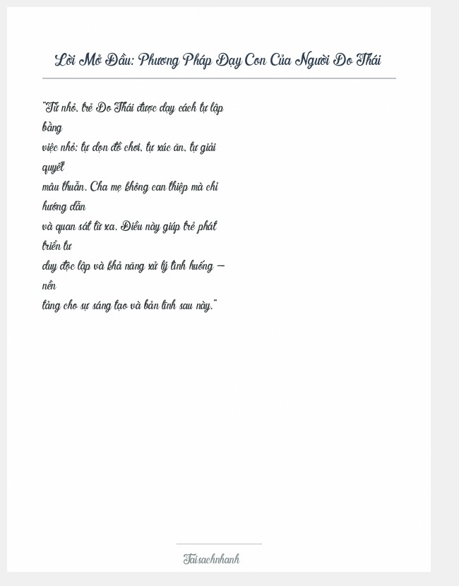 Trích đoạn Phương Pháp Dạy Con Của Người Do Thái