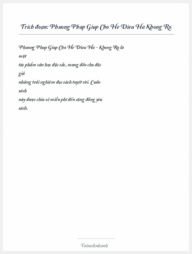 Trích đoạn Phuong Phap Giup Cho He Dieu Ha Khong Ro