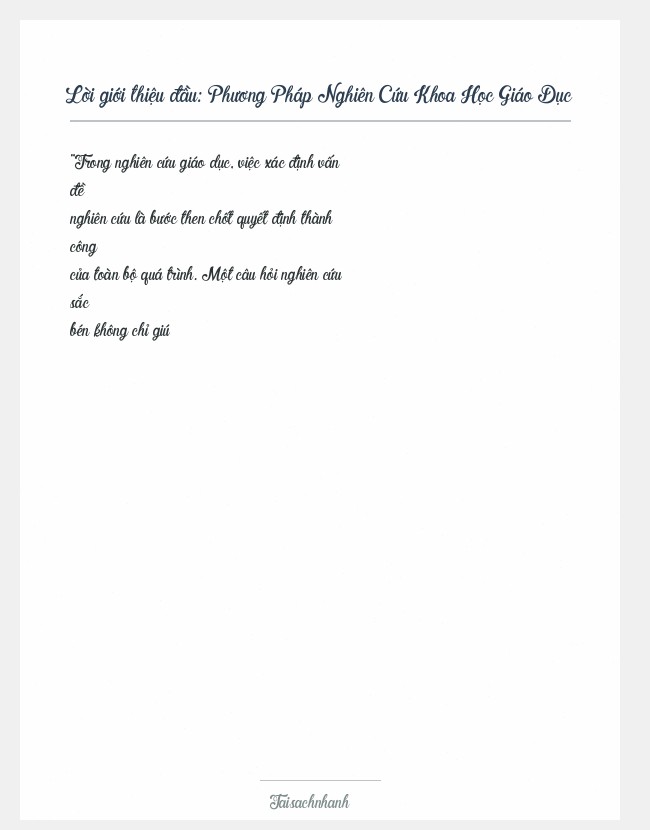 Trích đoạn Phương Pháp Nghiên Cứu Khoa Học Giáo Dục