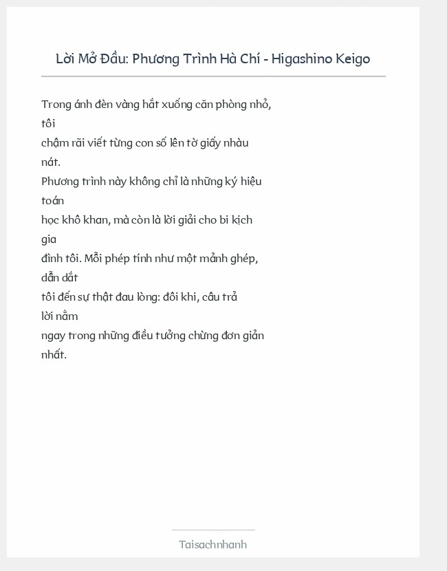 Trích đoạn Phương Trình Hà Chí - Higashino Keigo