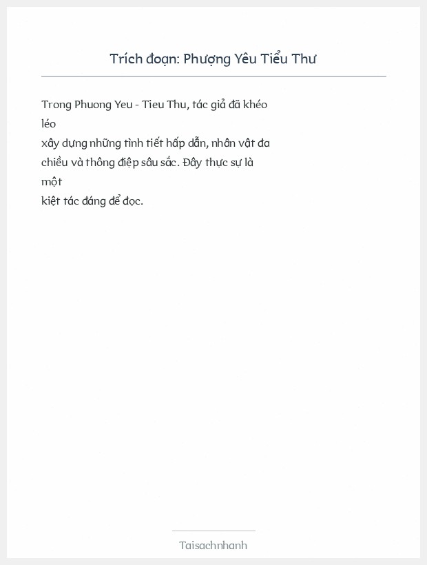 Trích đoạn Phượng Yêu Tiểu Thư