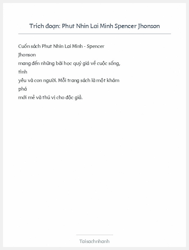 Trích đoạn Phut Nhin Lai Minh Spencer Jhonson