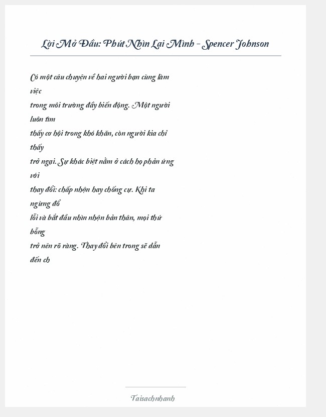 Trích đoạn Phút Nhìn Lại Mình - Spencer Johnson