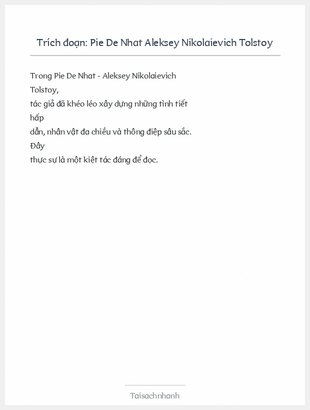Trích đoạn Pie De Nhat Aleksey Nikolaievich Tolstoy