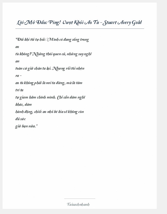Trích đoạn Ping! Vượt Khỏi Ao Tù - Stuart Avery Gold
