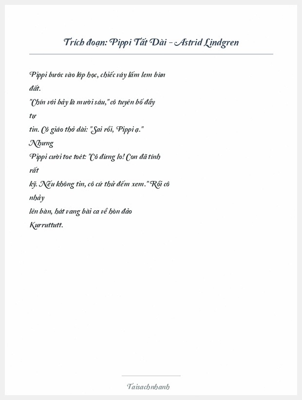 Trích đoạn Pippi Tất Dài - Astrid Lindgren