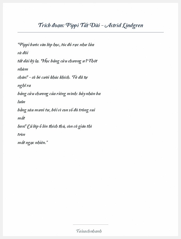 Trích đoạn Pippi Tất Dài - Astrid Lindgren