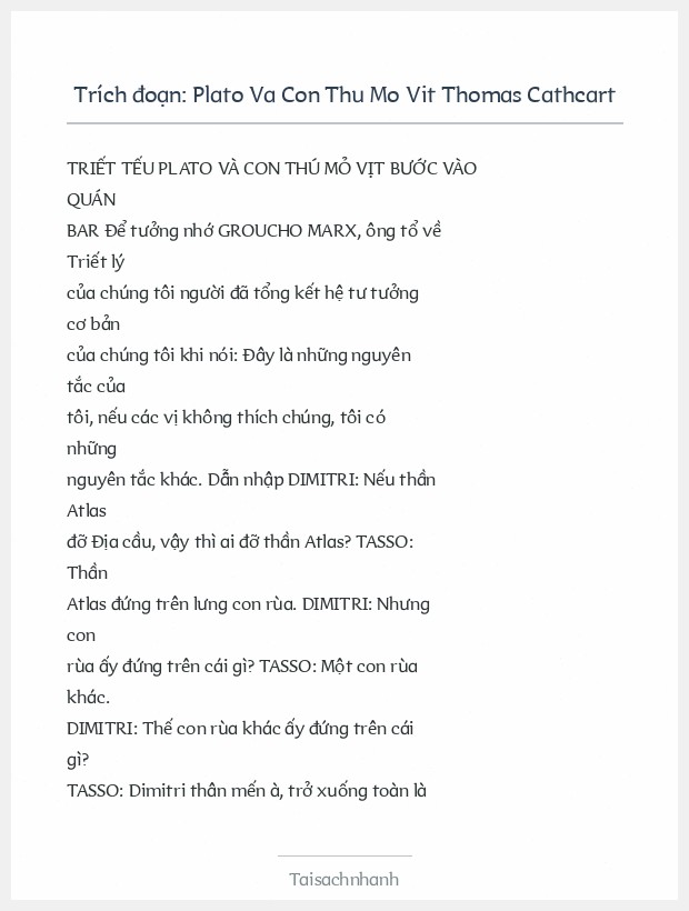 Trích đoạn Plato Va Con Thu Mo Vit Thomas Cathcart