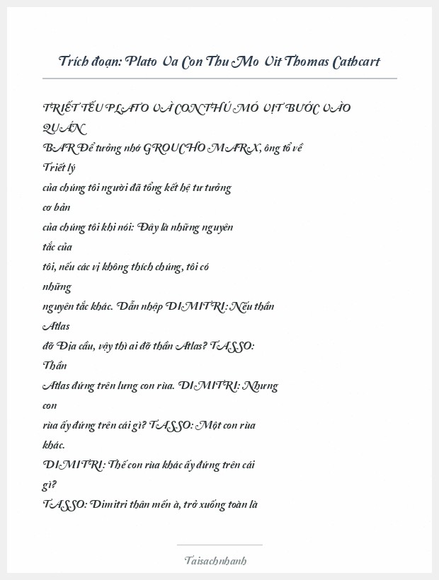 Trích đoạn Plato Va Con Thu Mo Vit Thomas Cathcart