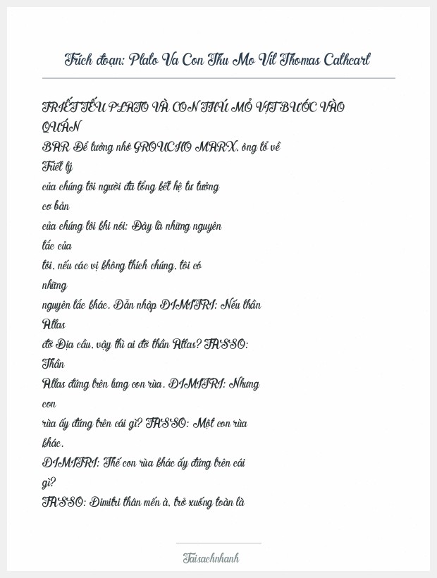 Trích đoạn Plato Va Con Thu Mo Vit Thomas Cathcart