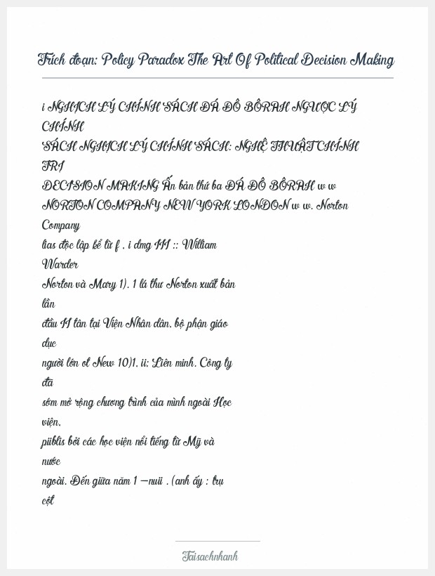 Trích đoạn Policy Paradox The Art Of Political Decision Making