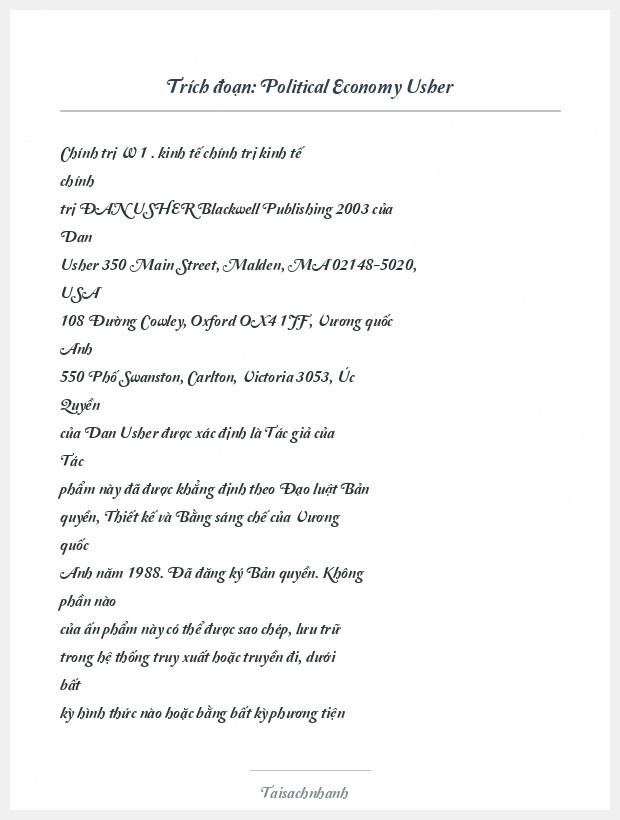 Trích đoạn Political Economy Usher