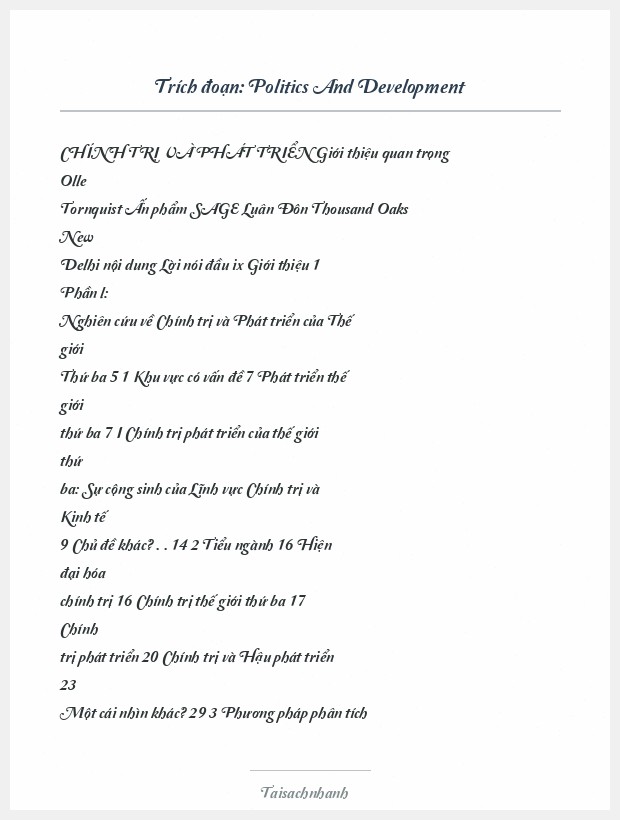 Trích đoạn Politics And Development