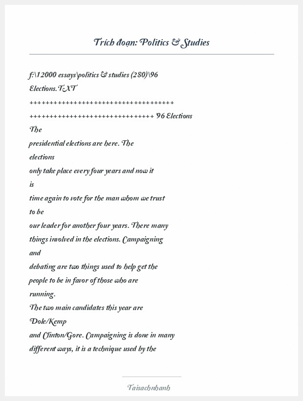 Trích đoạn Politics & Studies