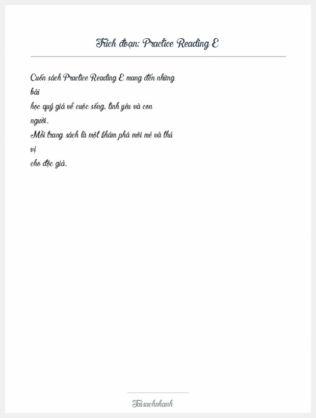 Trích đoạn Practice Reading E