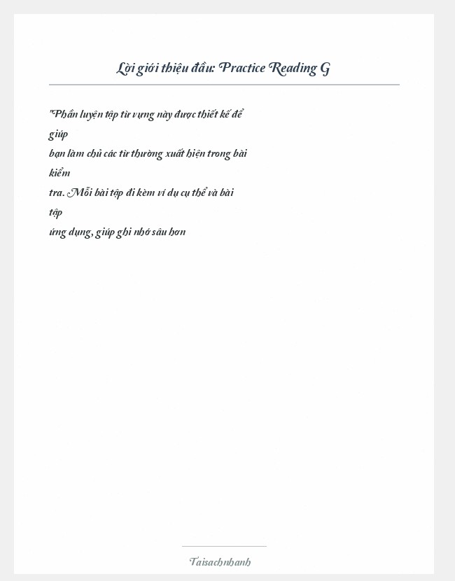 Trích đoạn Practice Reading G