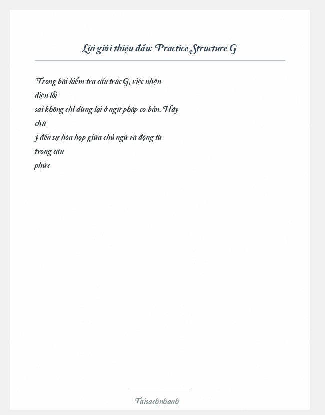 Trích đoạn Practice Structure G