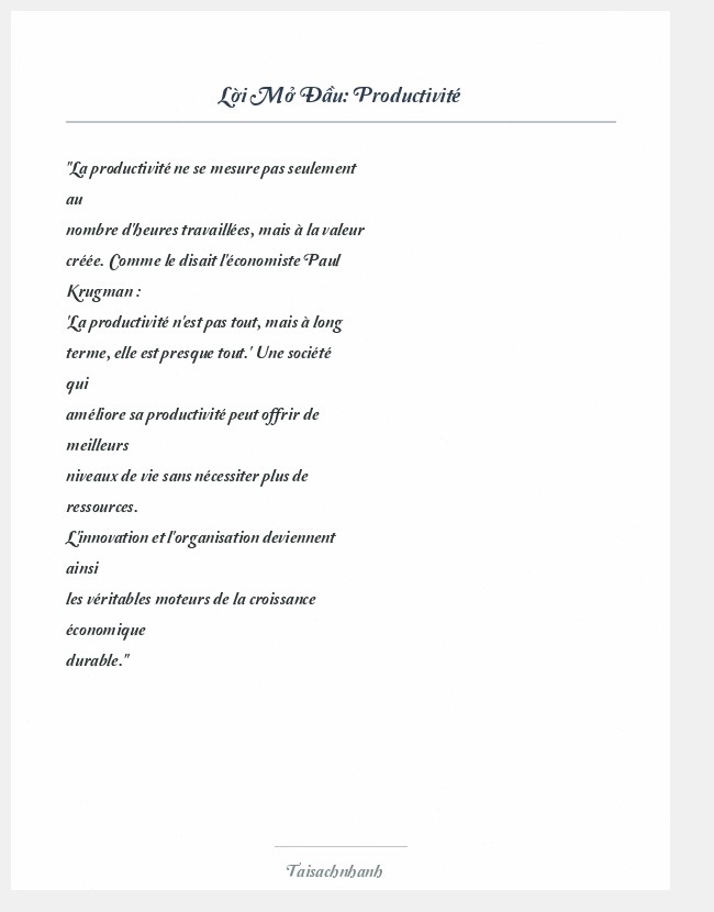 Trích đoạn Productivité