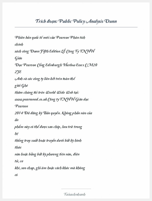 Trích đoạn Public Policy Analysis Dunn
