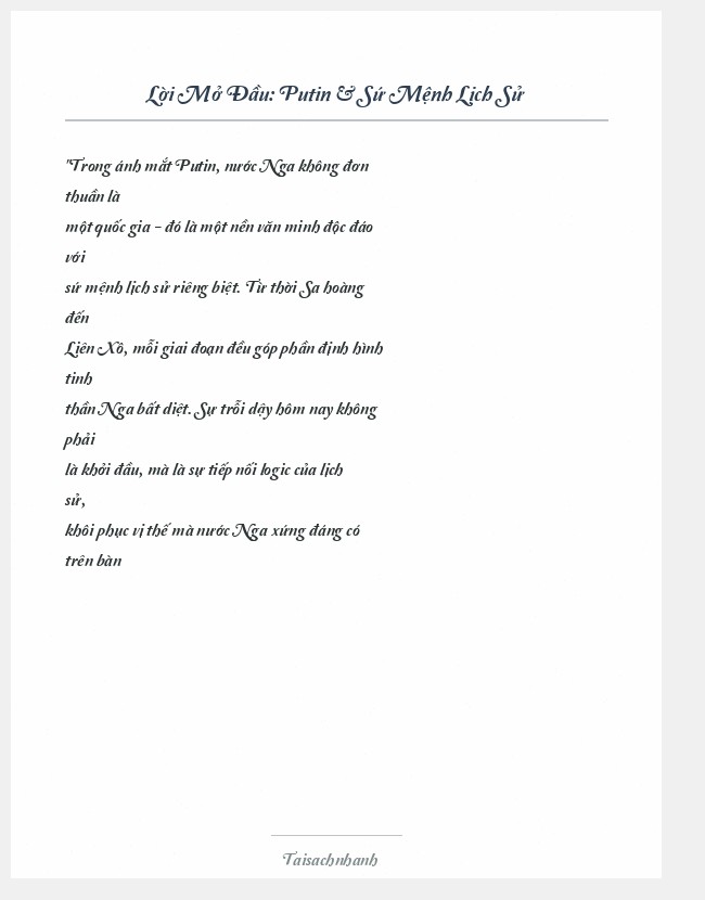 Trích đoạn Putin & Sứ Mệnh Lịch Sử