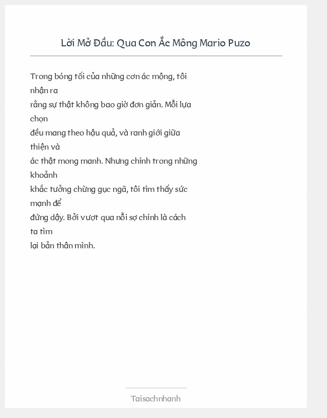 Trích đoạn Qua Con Ắc Mông Mario Puzo
