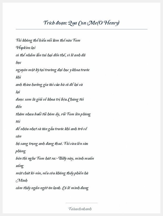 Trích đoạn Qua Con Me(O Henry)