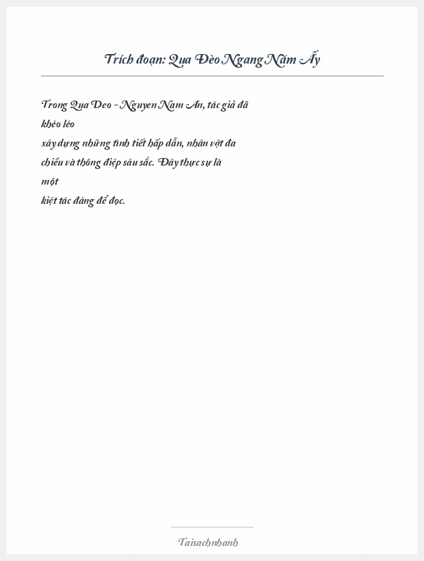 Trích đoạn Qua Đèo Ngang Năm Ấy