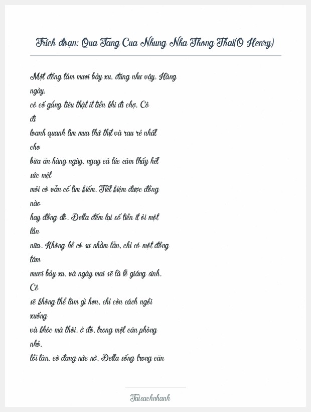 Trích đoạn Qua Tang Cua Nhung Nha Thong Thai(O Henry)