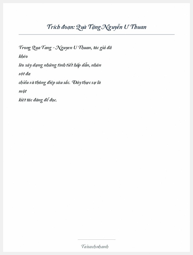 Trích đoạn Quà Tặng Nguyễn Ư Thuan