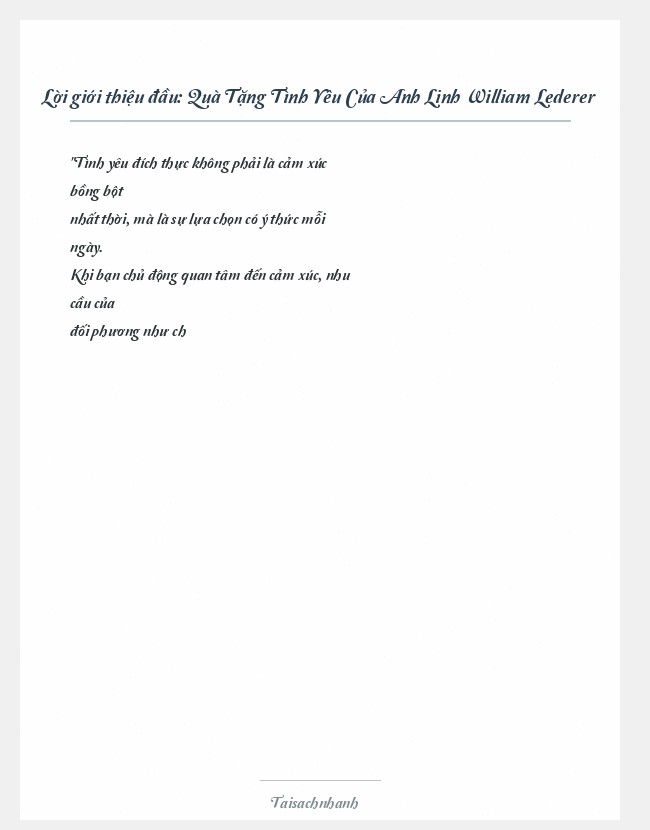 Trích đoạn Quà Tặng Tình Yêu Của Anh Linh William Lederer