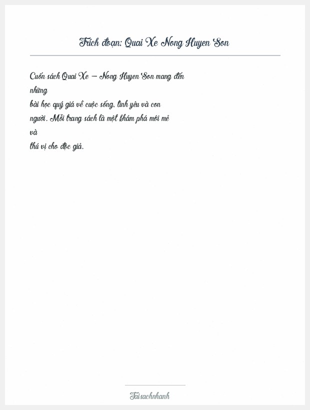 Trích đoạn Quai Xe Nong Huyen Son