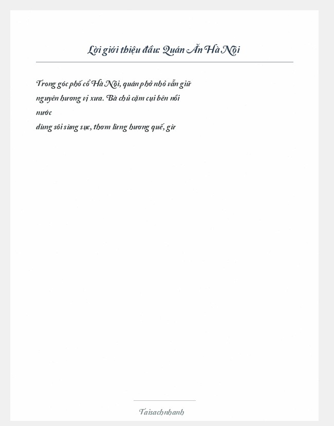 Trích đoạn Quán Ăn Hà Nội
