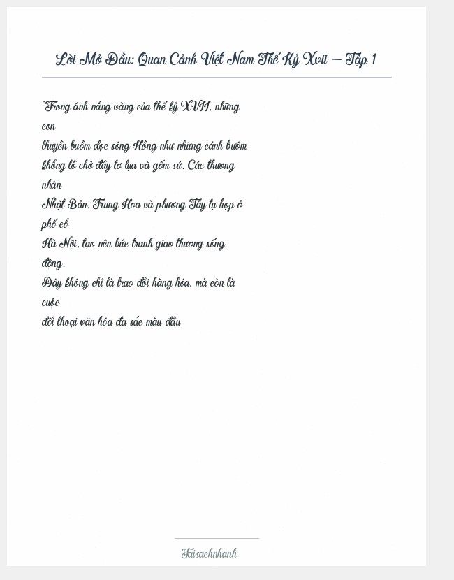 Trích đoạn Quan Cảnh Việt Nam Thế Kỷ Xvii - Tập 1