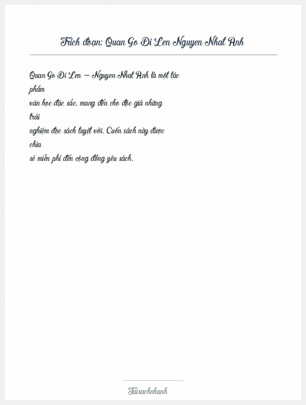 Trích đoạn Quan Go Di Len Nguyen Nhat Anh