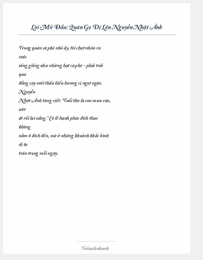 Trích đoạn Quán Gọ Dị Lên Nguyễn Nhật Ánh