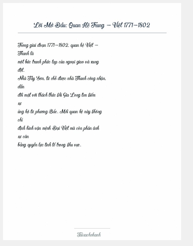 Trích đoạn Quan Hệ Trung - Việt 1771-1802