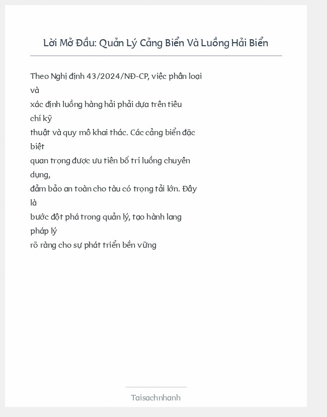 Trích đoạn Quản Lý Cảng Biển Và Luồng Hải Biển