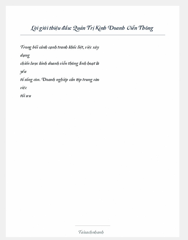 Trích đoạn Quản Trị Kinh Doanh Viễn Thông